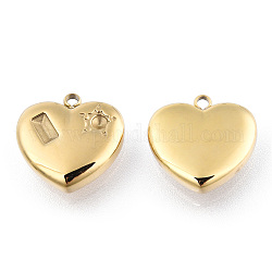 304 Stainless Steel Pendant Rhinestone Settings, Heart, Nickel Free, Real 14K Gold Plated, Fit For 2mm and 2x4mm Rhinestone, 14x14x4mm, Hole: 1.5mm