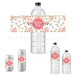 Pegatinas adhesivas para etiquetas de botellas, Rectángulo, flor, 216x64mm