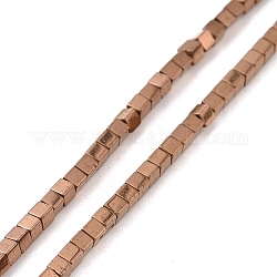 Electroplated Non-magnetic Synthetic Hematite Beads Strands, Cube, Copper Plated, 1.5x1.5x1.5mm, Hole: 0.5mm, about 257~260pcs/strand, 15.59~15.75(39.6~40cm)