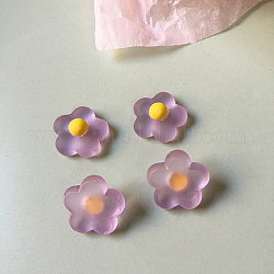 Harzgefrorene Cabochons, DIY für Ohrringe & Bobby Pin Zubehör, Blume, Pflaume, 17x17 mm