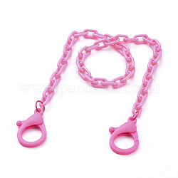 Personalized ABS Plastic Cable Chain Necklaces, Eyeglass Chains, Handbag Chains, with Plastic Lobster Claw Clasps, Deep Pink, 18.11~18.5 inch(46~47cm)