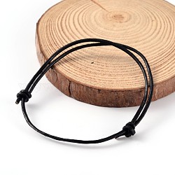 Vachette réglable cordon en cuir fabrication de bracelets, noir, 77mm