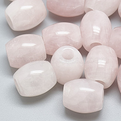 Perlas naturales de cuarzo rosa, Abalorios de grande agujero, barril, 17~19x15~16mm, agujero: 5.5 mm