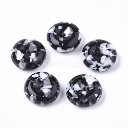 Perles en résine, imitation de copeaux de pierres précieuses, plat rond, noir, 26x10mm, Trou: 3mm