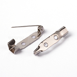 Accessoirs de broche en fer, retour sur les repères de barre, avec deux trous, platine, 25x5mm, pin: 0.8 mm, Trou: 2mm