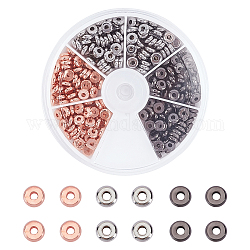Perline distanziali rotonde piatte in ottone pandahall elite, barile placcatura, colore misto, 6x2mm, Foro: 2~3 mm, 3 colori, 100 pz / colore, 300pcs/scatola
