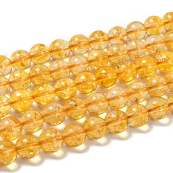 Natürlichen Citrin Perlen Stränge, Runde, gefärbt und erhitzt, 10 mm, Bohrung: 1 mm, ca. 38 Stk. / Strang, 15.5 Zoll