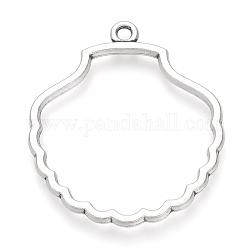 Tibetan Style Alloy Open Back Bezel Pendants, For DIY UV Resin, Epoxy Resin, Pressed Flower Jewelry, Cadmium Free & Lead Free, Hollow Shell, Antique Silver, 44.5x39x2mm, Hole: 2.5mm, about 215pcs/1000g
