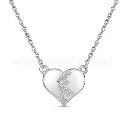 Ожерелья с подвесками из стерлингового серебра и кубическим цирконием Tinysand разбитое сердце 925, серебряные, 18 дюйм