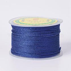 Cordones redondos de poliéster, cuerdas de milán / cuerdas retorcidas, azul oscuro, 1.5~2mm, 50 yardas / rollo (150 pies / rollo)