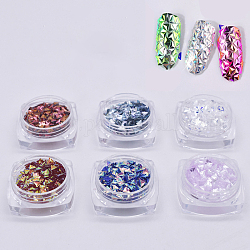 Brillo brillante arte de uñas del clavo, lentejuelas de manicura, diy sparkly paillette consejos uñas, triángulo, color mezclado, sobre 6box / set