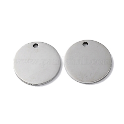 304 Stainless Steel Pendants, Stamping Blank Tag, Flat Round Charm, Stainless Steel Color, 16x1.3mm, Hole: 1.6mm