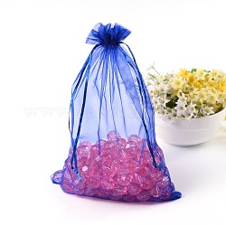 Organza Gift Bags, with Drawstring, Rectangle, Royal Blue, Royal Blue, 30x20cm