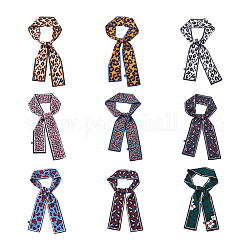 Giveny-eu 9pcs9色のシルクスカーフが飾る  スカーフネックレス  ヒョウプリント模様  ミックスカラー  45.28インチ（115cm）  7x0.05cm  1pc /カラー  9色  9個/袋