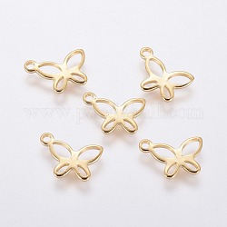 304 Stainless Steel Charms, Butterfly, Golden, 11x7.5x0.8mm, Hole: 1.2mm