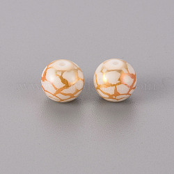 Electroplate Glass Beads, Round, Rose Gold Plated, 10mm, Hole: 1.2mm