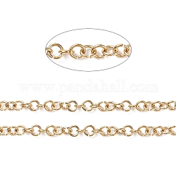 Placage ionique (ip) 304 chaînes rolo en acier inoxydable, avec bobine, pour la fabrication de bijoux, non soudée, or, 3.5x0.7mm, environ 32.8 pied (10 m)/rouleau