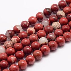 Chapelets de perles en jaspe rouge naturel, ronde, 8mm, Trou: 1mm, Environ 48 pcs/chapelet, 15.5 pouce