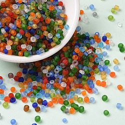 Perles de rocailles en verre couleurs givrées, trou rond, ronde, colorées, 2.5~3x2~2.5mm, Trou: 1mm, environ 17307 pcs / livre