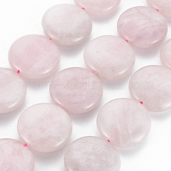Природного розового кварца нитей бисера, плоско-круглые, 25x9~10 мм, отверстие : 1.2 мм, около 16 шт / нитка, 15.55 дюйм (39.5 см)