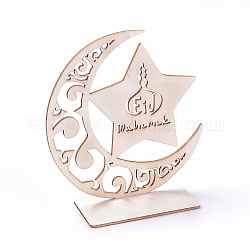 Eid mubarak ornamenti in legno, decorazione da tavolo in legno ramadan, luna con stelle, mandorle sbollentate, 150x140x2.5mm
