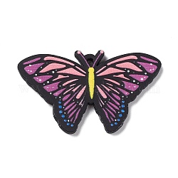 Colgantes de resina opaca, charms de la mariposa, rosa, 23x39x2.5mm, agujero: 1.6 mm
