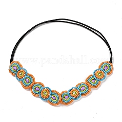 Bandeau de cheveux en caoutchouc élastique perlé en verre et en plastique rétro pour femmes filles, colorées, 24mm, diamètre intérieur: 170 mm