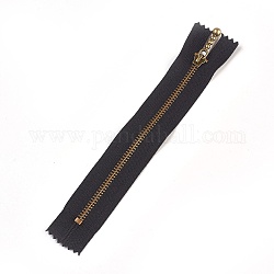 Accessoires de vêtement, fermeture à glissière en nylon, avec tirette métallique, composant de fermeture à glissière, bronze antique, noir, 18.8~19.2x2.8x0.2mm