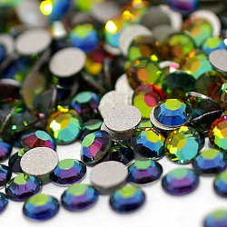 Perle en verre de dos plat, Grade a, dos plaqué, facette, couleur ab , demi-rond, cristal vitrail moyen, 3.8~4.0mm