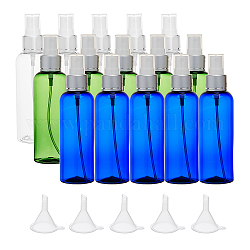 DIY Cosmetics Storage Containers Kits, with Round Shoulder Plastic Spray Bottles, Fine Mist Sprayer & Dust Cap, and Plastic Funnel Hopper, Mixed Color, 14.1x3.85cm, Capacity: 100ml, 15pcs/set