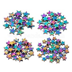 390 pièces 4 tailles plaquent des brins de perles d'hématite synthétique non magnétiques, étoiles du nord, multi-couleur plaquée, 4~10x4~10x2~3mm, Trou: 1mm