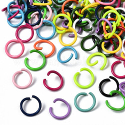 Spray Painted Iron Open Jump Rings, Mixed Color, 10.5x1mm, Inner Diameter: 8mm, about 192pcs/ 50g