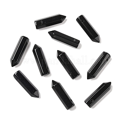 Pendentifs pointus d'obsidienne naturelle, facette, balle, 30~33x8~9mm, Trou: 1.4~1.6mm