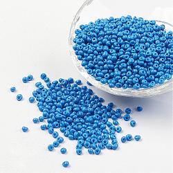 Perline di vetro opaco, perline a goccia con frangia, dodger blu, 3~3.5x2~3mm, Foro: 1 mm, circa 4500pcs/scatola, 440~450 g / borsa