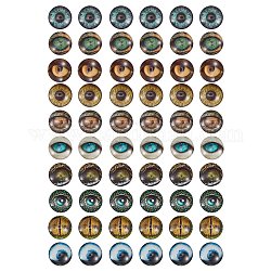 Кабошоны из стекла, полукруглый / купол с рисунком глаза животного, разноцветные, 15.8x5 мм, 10 цветов, 6 шт / цвет, 60 шт / коробка