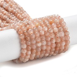 Brins de perles naturelles multi-pierre de lune, ronde, 4mm, Trou: 0.6mm, Environ 109 pcs/chapelet, 14.96'' (38 cm)