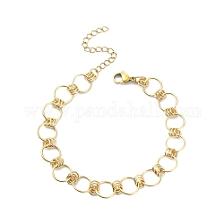304 pulsera de cadena de eslabones de anillos de acero inoxidable., dorado, 7-5/8 pulgada (19.4 cm)