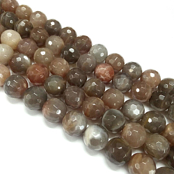 Natural Sunstone Beads Strands, Grade AB, Faceted, Round, 6mm, Hole: 1mm, about 64pcs/strand, 15.5 inch