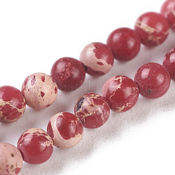Fili di perle di diaspro imperiale naturale, tinto, tondo, rosso, 3.5x3mm, Foro: 0.6 mm, circa 123~125pcs/filo, 15.1 pollice ~ 15.3 pollici (38.5~39 cm)