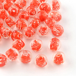 Fatti a mano perle di vetro luminosi, tondo, rosso, 9~10mm, Foro: 1~2 mm
