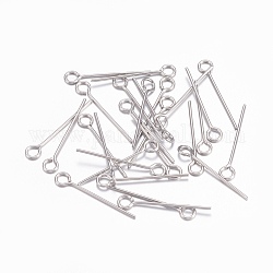 304 Stainless Steel Eye Pins, Stainless Steel Color, 18mm, Hole: 2mm, Pin: 0.6mm