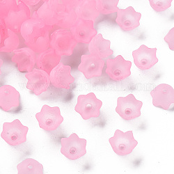 Transparent Acrylic Beads Caps, Tulip Flower, Lily of the Valley, Frosted, Pearl Pink, 10x6mm, Hole: 1.5mm, about 2100pcs/500g