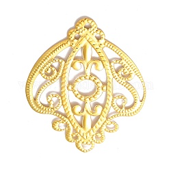 Iron Filigree Joiners, Etched Metal Embellishments, Flower, Golden, 66x53x1mm