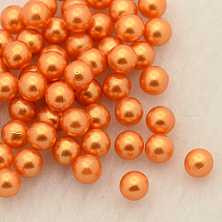 Perles rondes en imitation de plastique ABS sans trou, teinte, orange foncé, 4mm, environ 5000 pcs / sachet 