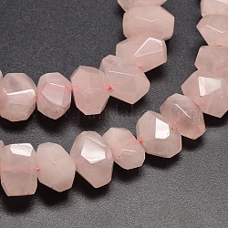 Natural Rose Quartz Strands, Polygon, Faceted, 16x10x13mm, Hole: 1mm, about 32pcs/strand, 15.7inch