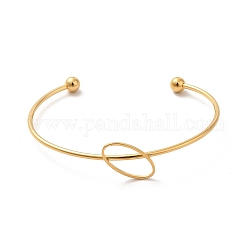 Bracciali ovali da 201 bracciale in acciaio inossidabile per donne e ragazze, oro, diametro interno: 2-1/8~2-1/2 pollice (5.3~6.5 cm)