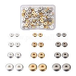 Pandahall 304 perles d'espacement en acier inoxydable, plat rond, couleur mixte, 4x1.2mm, Trou: 1.2mm, 120 pcs / boîte