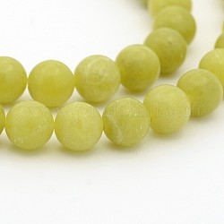 Natürliche Olivenjade runde Perlenstränge, 8 mm, Bohrung: 1 mm, ca. 49 Stk. / Strang, 15.7 Zoll