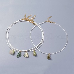 Natürliche Turmalin Anhänger Halsketten, mit Metallfunden und gewachster Kordel, Klasse 5 a, Nuggets, weiß, golden, 17.51 Zoll ~ 17.91 Zoll (44.5~45.5 cm)