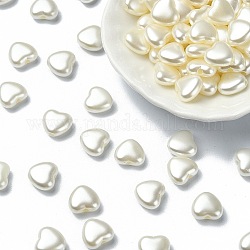 ABS-Kunststoff-Nachahmung Perlen, Geist weiß, Herz, 9.5x10.5x5 mm, Bohrung: 1.8 mm